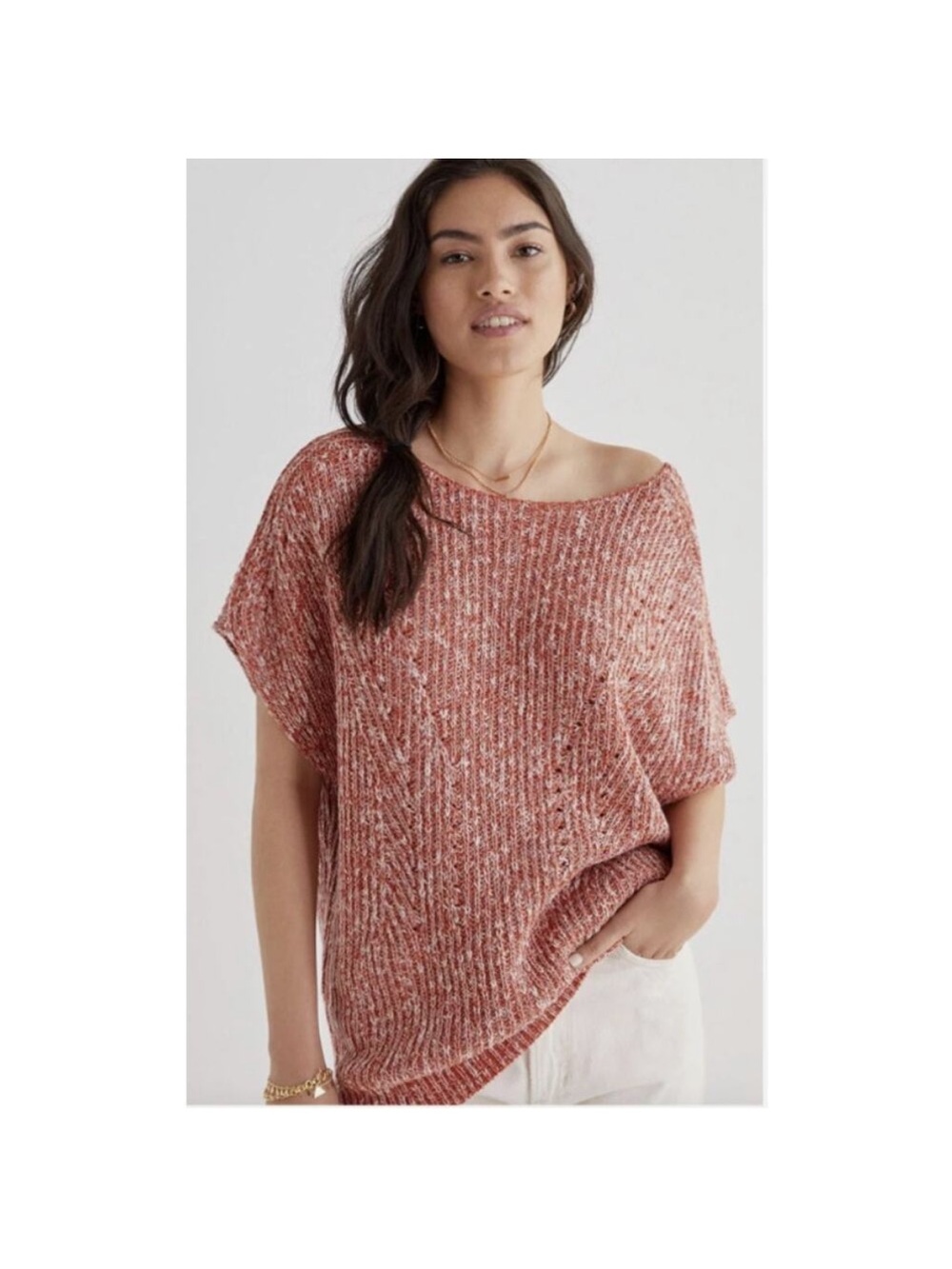 Pilcro Off-the-Shoulder Marled Rust Sweater Size XS